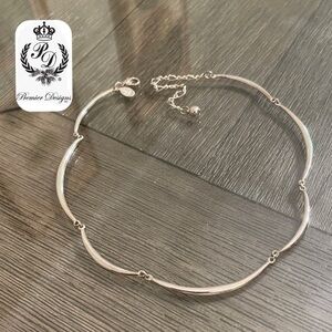 Premier Designs Curved Bar Link Necklace Silver-tone Women's Necklace Scalloped